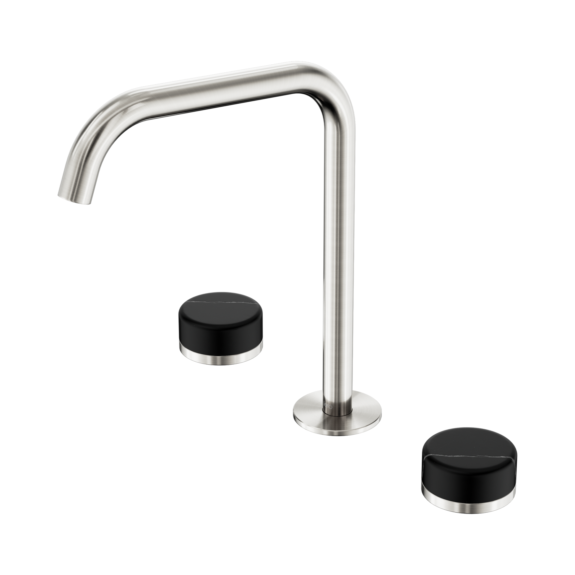 Nero Serenity Bath/Kitchen Set Edge Spout With Marquina Black Handle, Brushed Nickel
