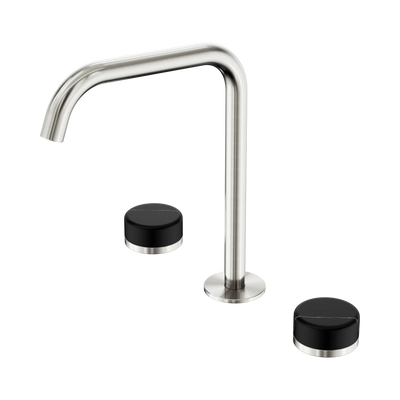 Nero Serenity Bath/Kitchen Set Edge Spout With Marquina Black Handle, Brushed Nickel