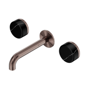 Nero Serenity Wall Basin Set 160mm Spout With Marquina Black Handle, Brushed Bronze