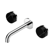 Nero Serenity Wall Basin Set 160mm Spout With Marquina Black Handle, Chrome