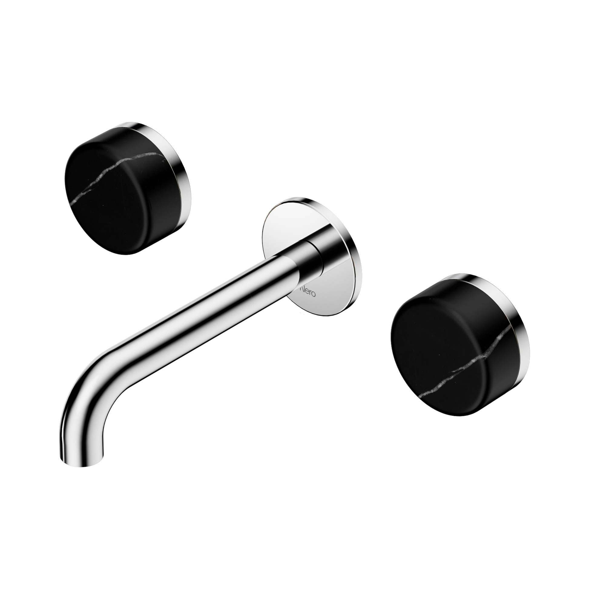 Nero Serenity Wall Basin Set 160mm Spout With Marquina Black Handle, Chrome