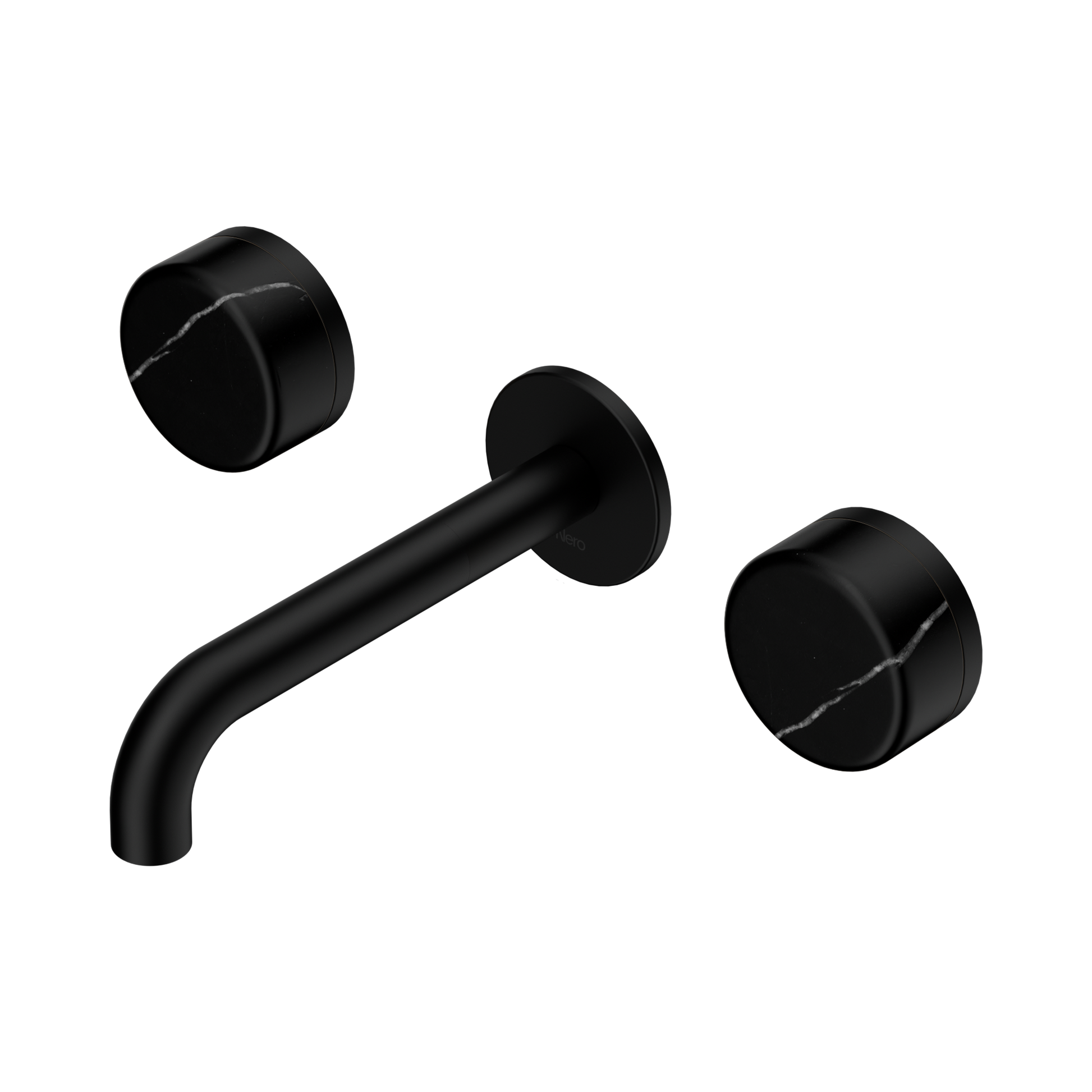 Nero Serenity Wall Basin Set 160mm Spout With Marquina Black Handle, Matte Black