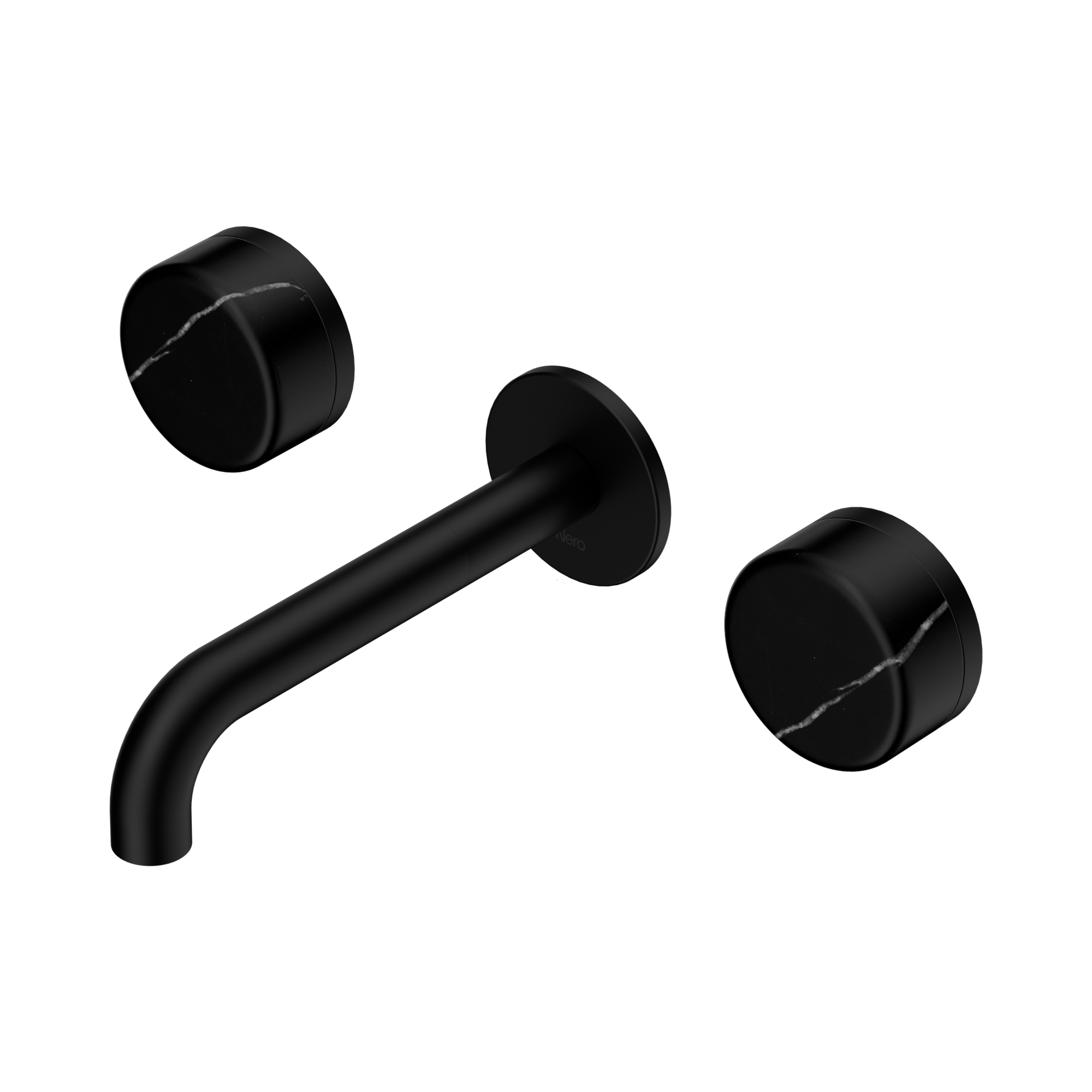 Nero Serenity Wall Basin Set 160mm Spout With Marquina Black Handle, Matte Black