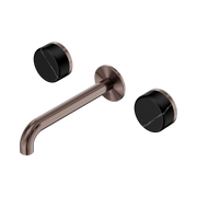 Nero Serenity Wall Basin Set 185mm Spout With Marquina Black Handle, Brushed Bronze