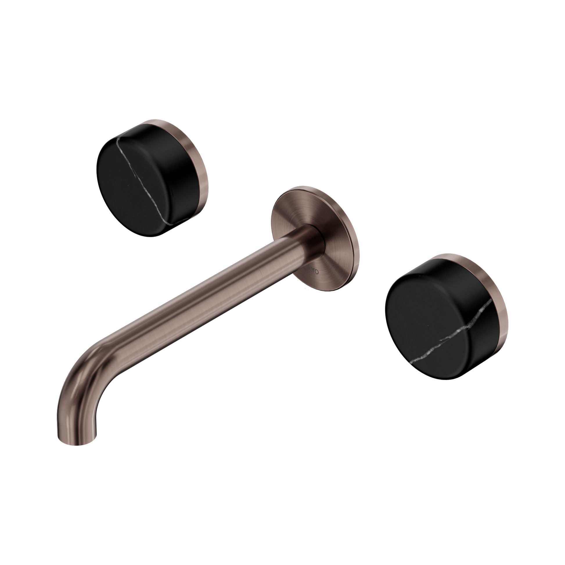 Nero Serenity Wall Basin Set 185mm Spout With Marquina Black Handle, Brushed Bronze