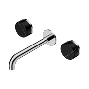 Nero Serenity Wall Basin Set 185mm Spout With Marquina Black Handle, Chrome