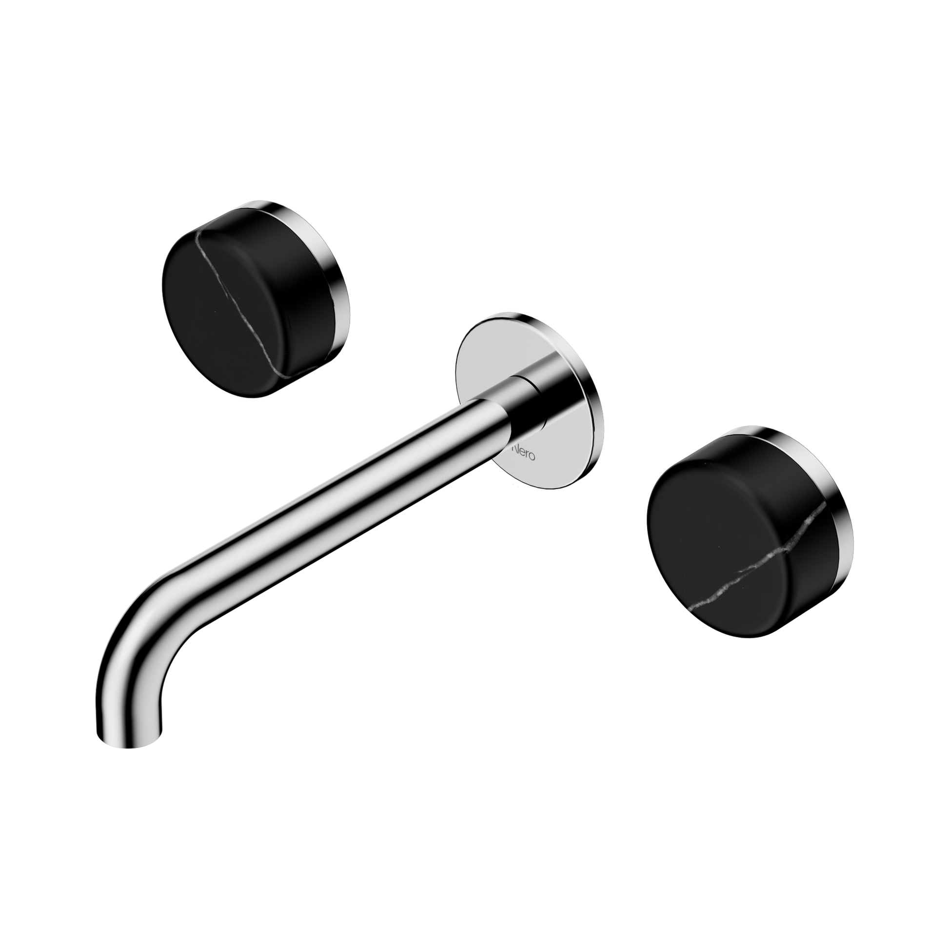 Nero Serenity Wall Basin Set 185mm Spout With Marquina Black Handle, Chrome
