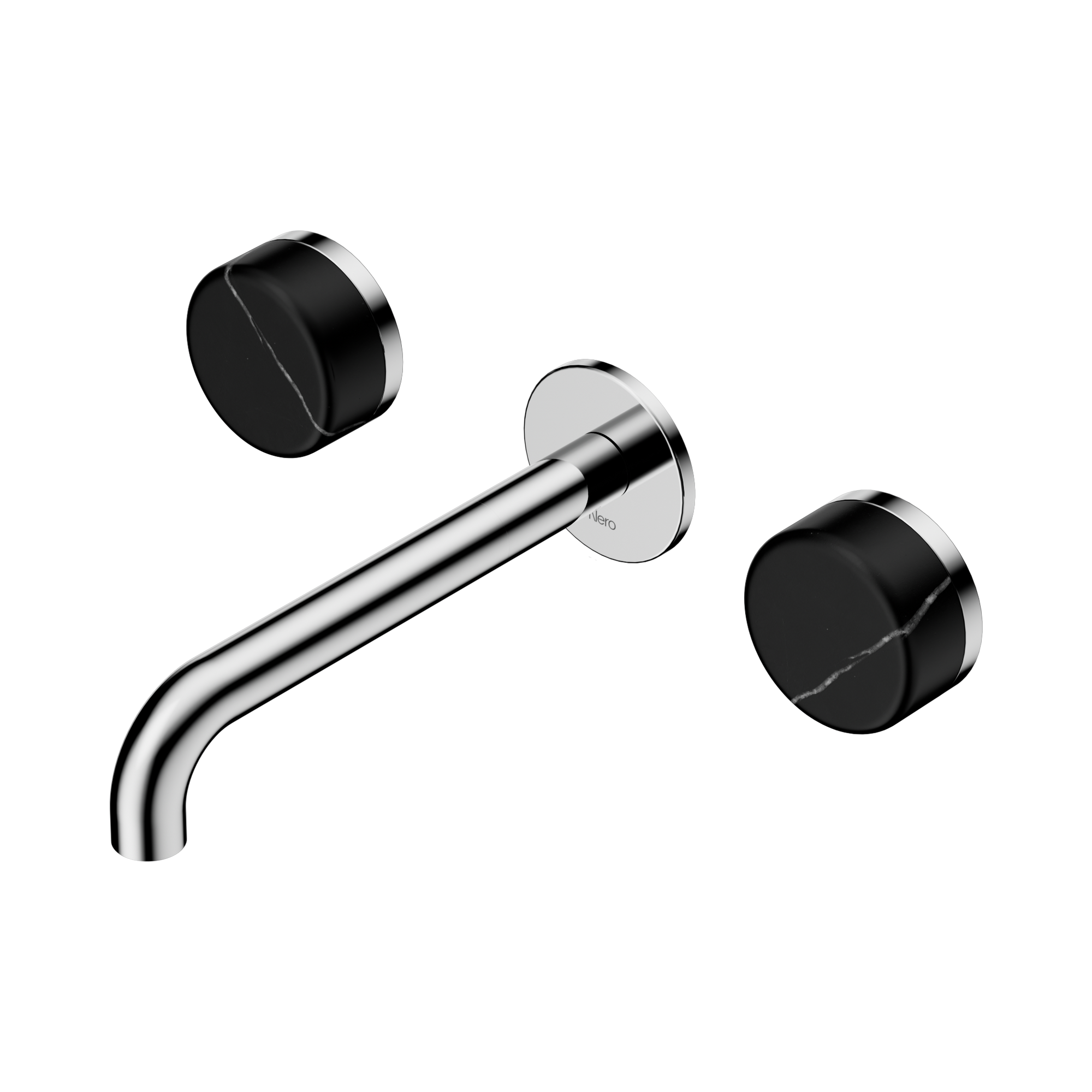 Nero Serenity Wall Basin Set 185mm Spout With Marquina Black Handle, Chrome