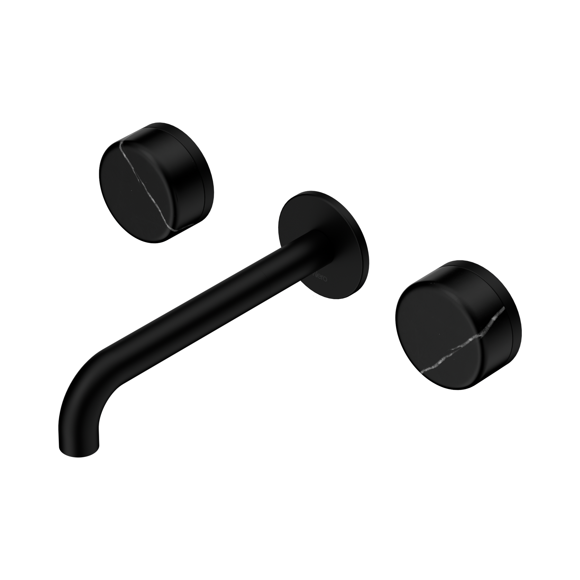 Nero Serenity Wall Basin Set 185mm Spout With Marquina Black Handle, Matte Black