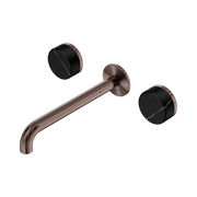 Nero Serenity Wall Basin Set 220mm Spout With Marquina Black Handle, Brushed Bronze