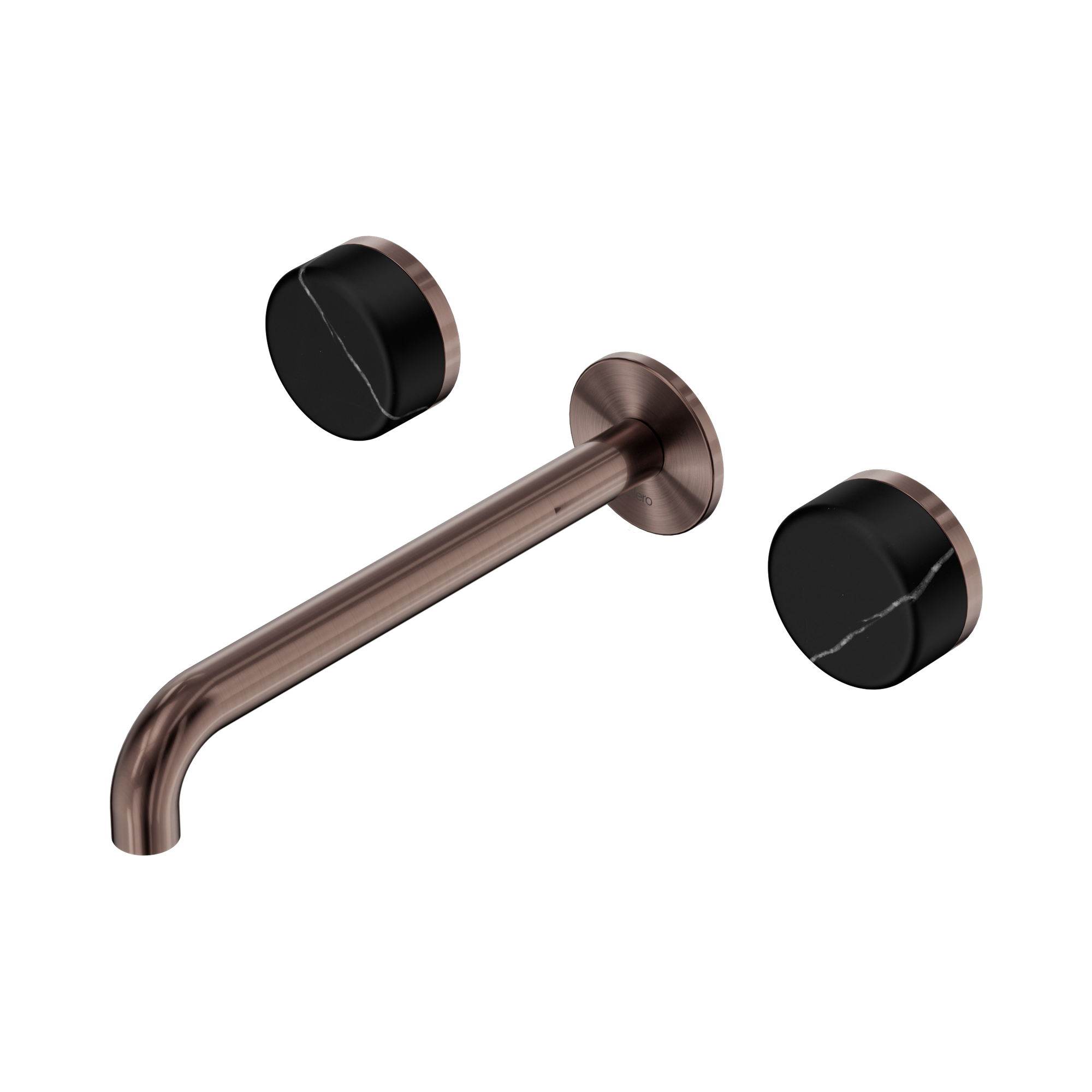 Nero Serenity Wall Basin Set 220mm Spout With Marquina Black Handle, Brushed Bronze