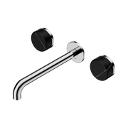 Nero Serenity Wall Basin Set 220mm Spout With Marquina Black Handle, Chrome