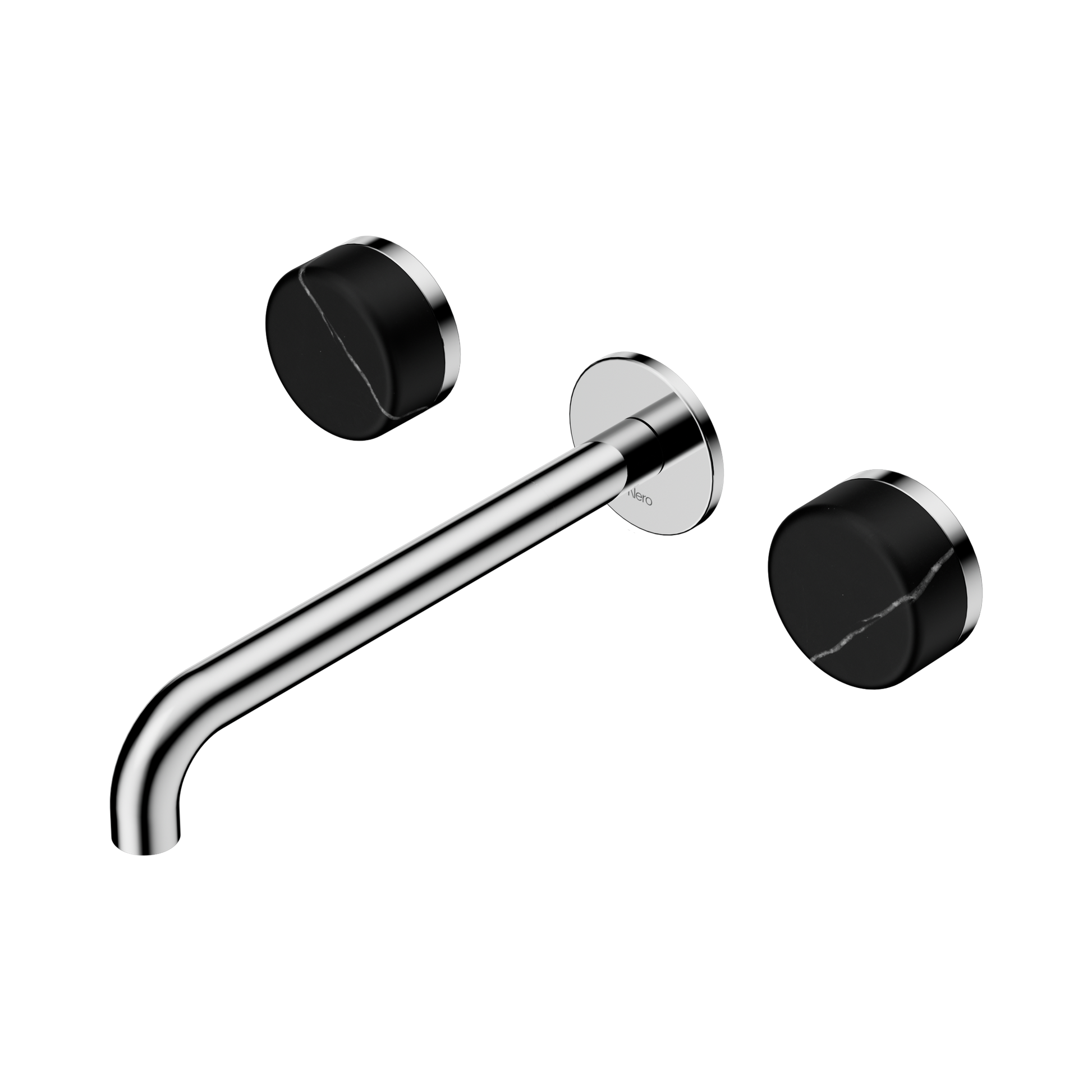 Nero Serenity Wall Basin Set 220mm Spout With Marquina Black Handle, Chrome