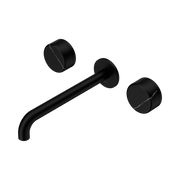 Nero Serenity Wall Basin Set 220mm Spout With Marquina Black Handle, Matte Black