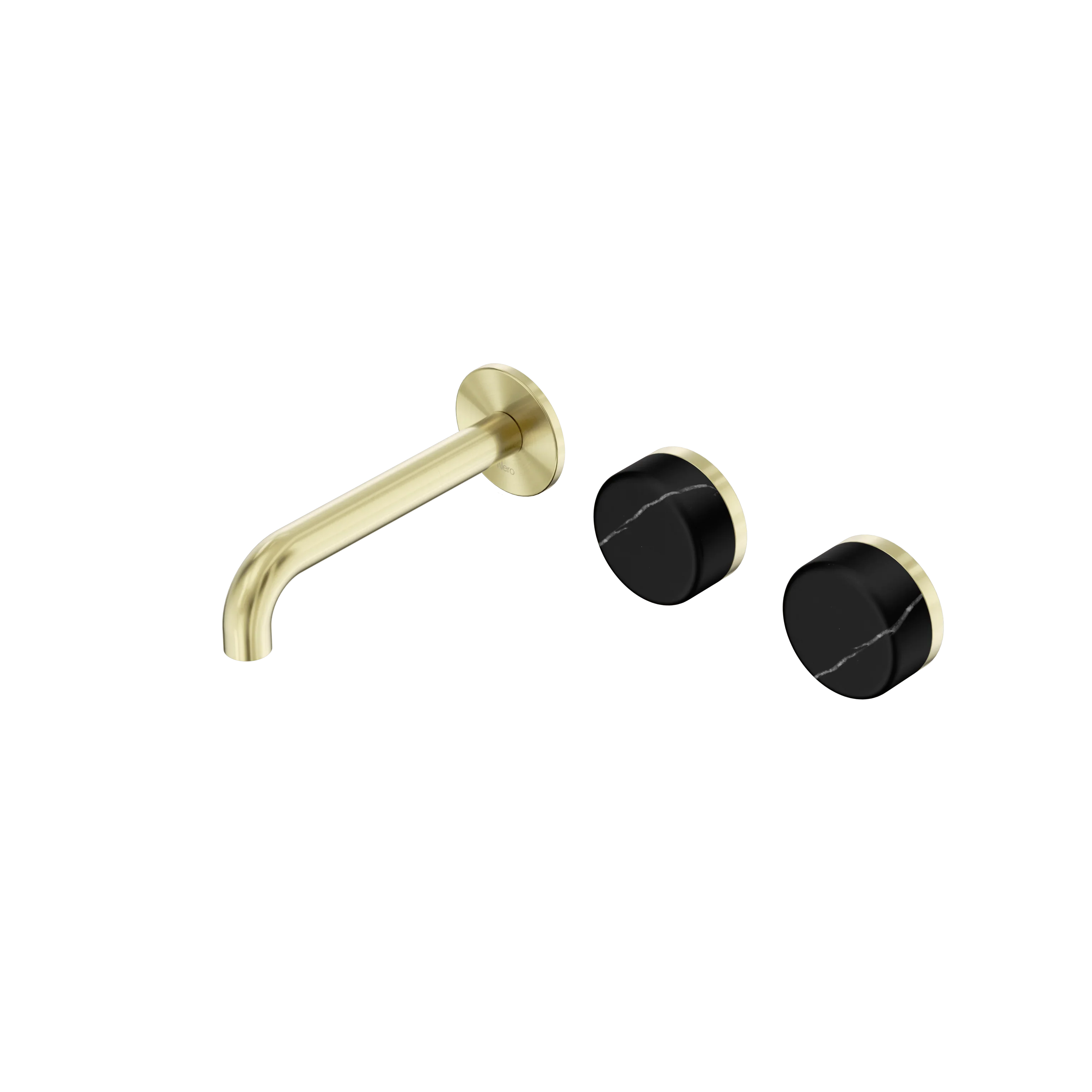 Nero Serenity Wall Basin Set 160mm Offset Spout With Marquina Black Handle