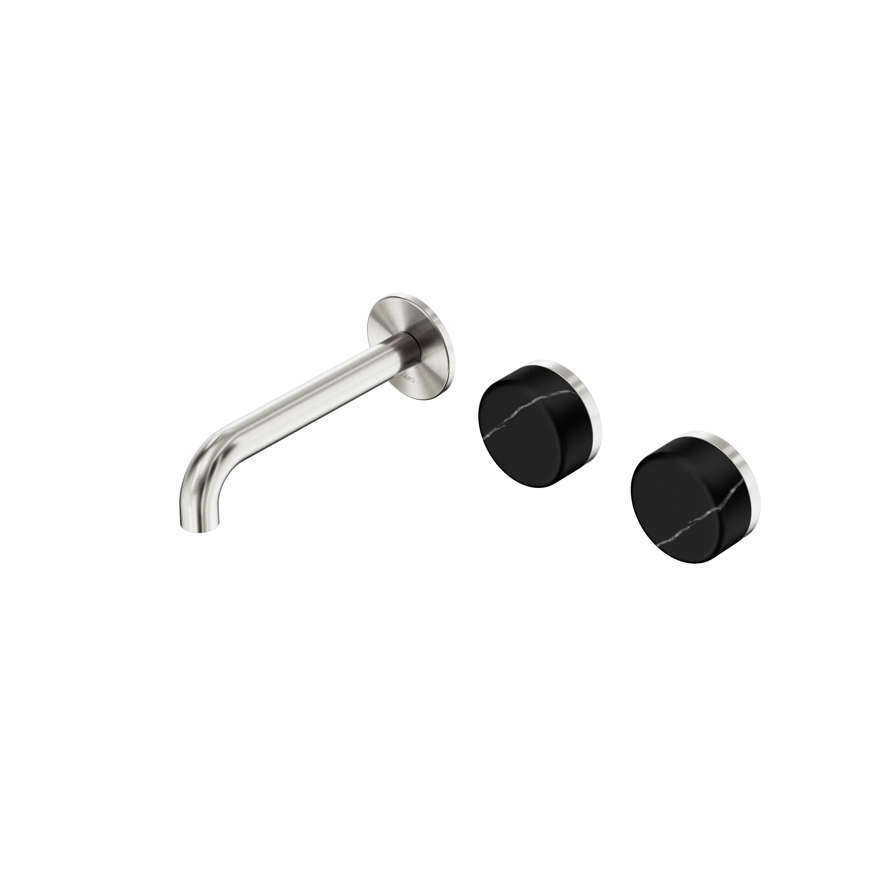 Nero Serenity Wall Basin Set 160mm Offset Spout With Marquina Black Handle