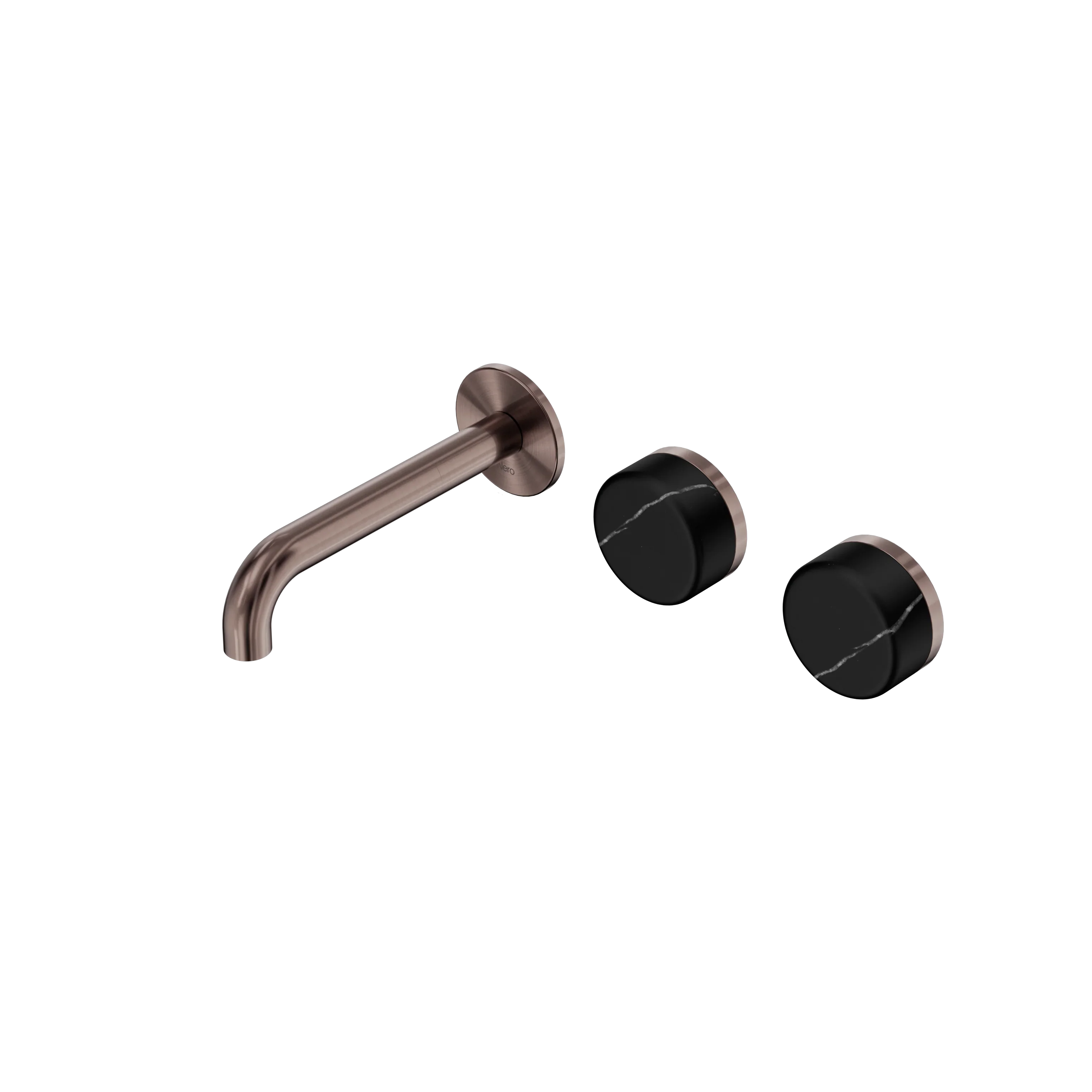 Nero Serenity Wall Basin Set 160mm Offset Spout With Marquina Black Handle