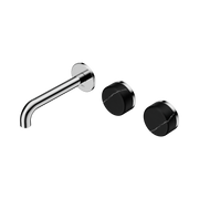 Nero Serenity Wall Basin Set 160mm Offset Spout With Marquina Black Handle, Chrome