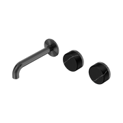 Nero Serenity Wall Basin Set 160mm Offset Spout With Marquina Black Handle, Gun Metal
