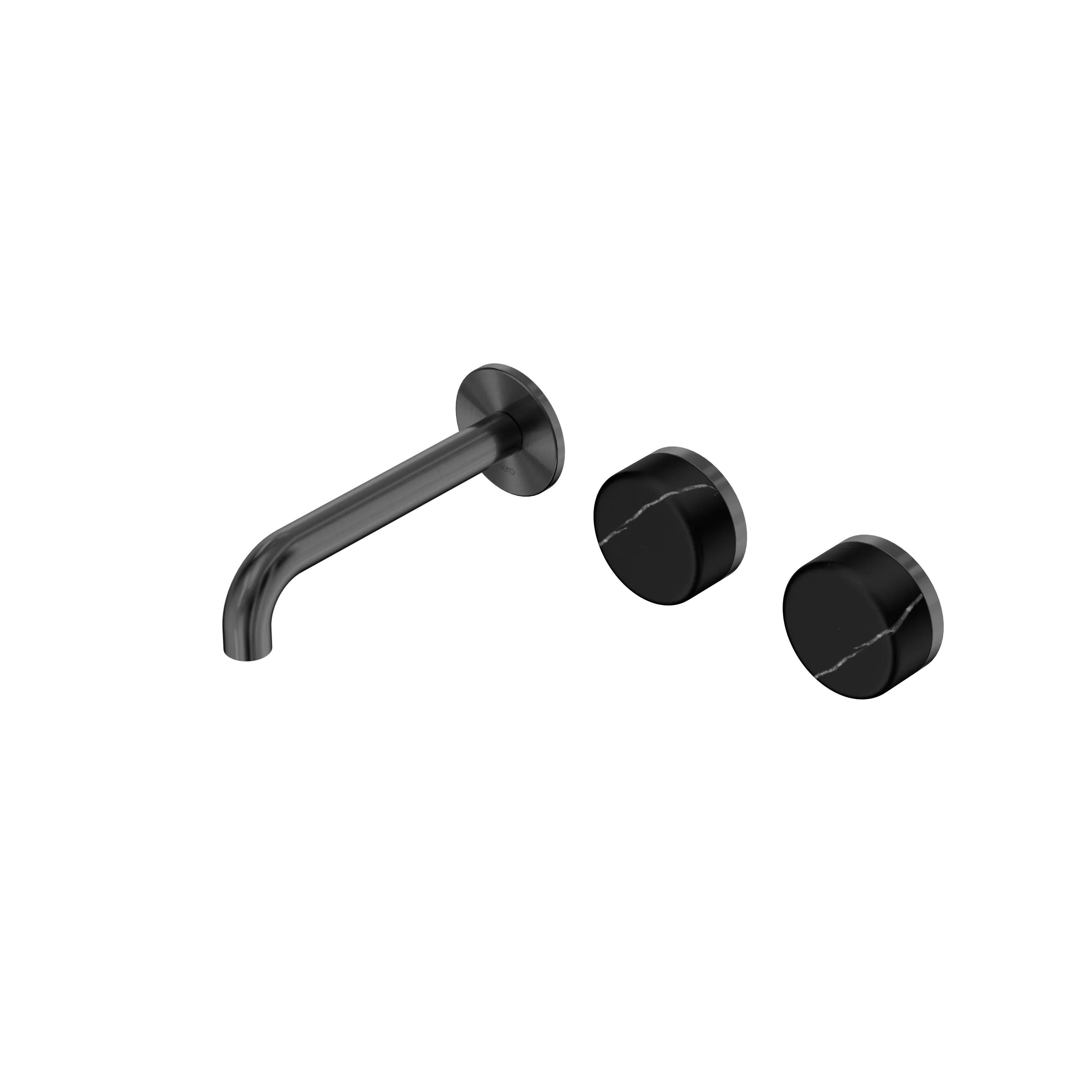 Nero Serenity Wall Basin Set 160mm Offset Spout With Marquina Black Handle