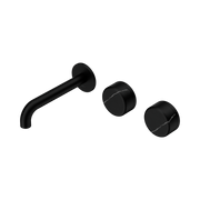 Nero Serenity Wall Basin Set 160mm Offset Spout With Marquina Black Handle, Matte Black