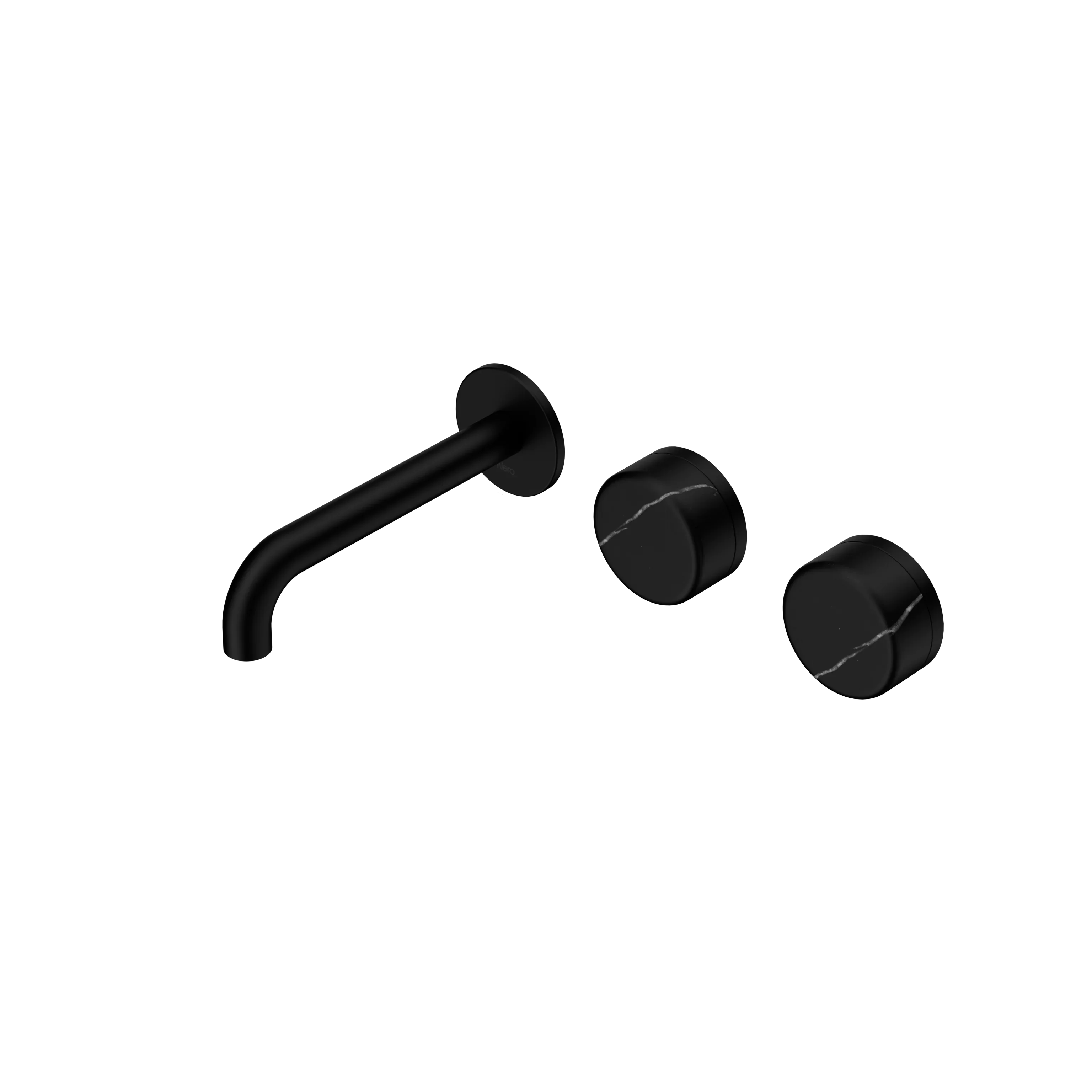 Nero Serenity Wall Basin Set 160mm Offset Spout With Marquina Black Handle