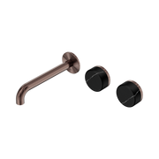Nero Serenity Wall Basin Set 185mm Offset Spout With Marquina Black Handle, Brushed Bronze