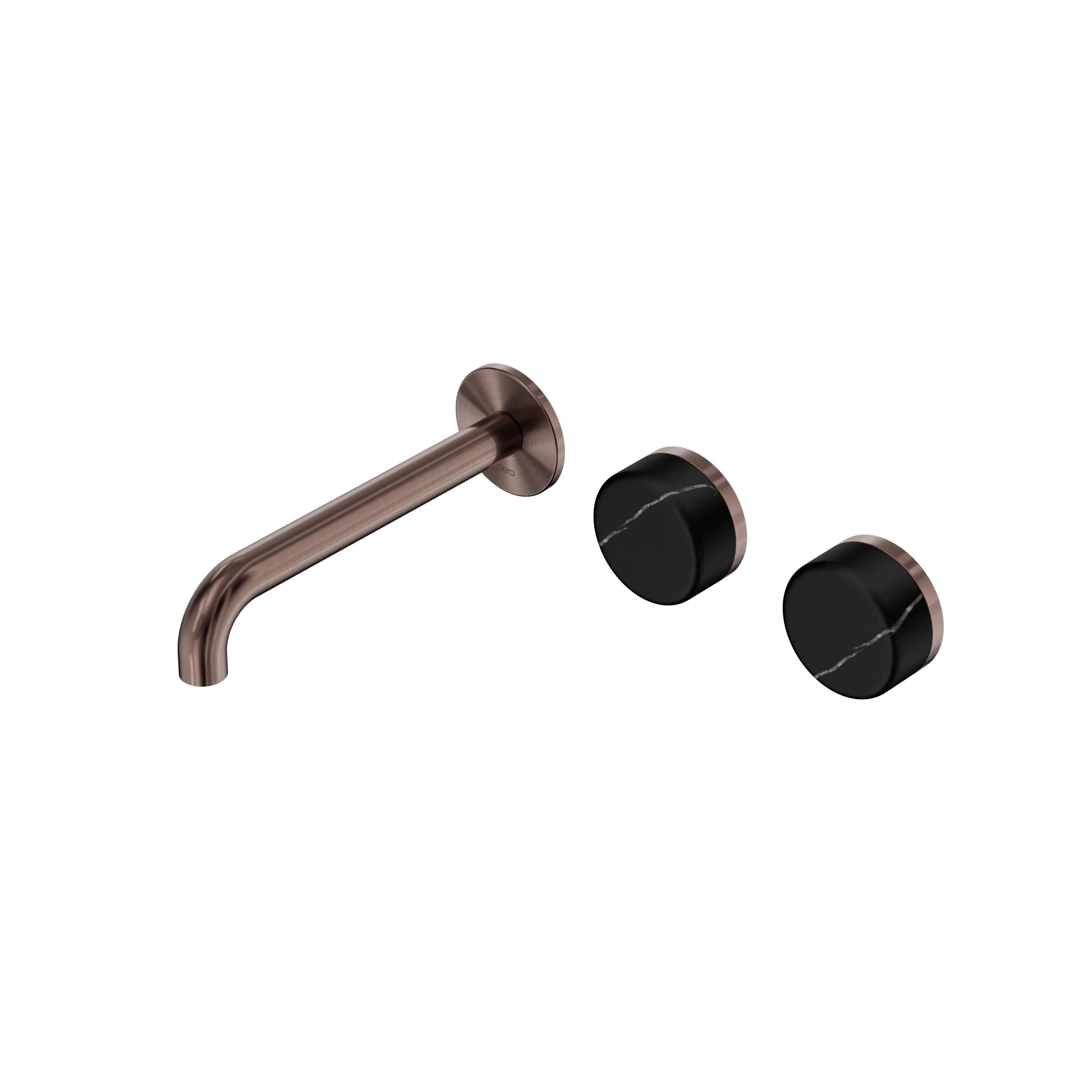 Nero Serenity Wall Basin Set 160mm Offset Spout With Marquina Black Handle