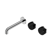 Nero Serenity Wall Basin Set 185mm Offset Spout With Marquina Black Handle, Chrome
