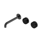 Nero Serenity Wall Basin Set 185mm Offset Spout With Marquina Black Handle, Gun Metal