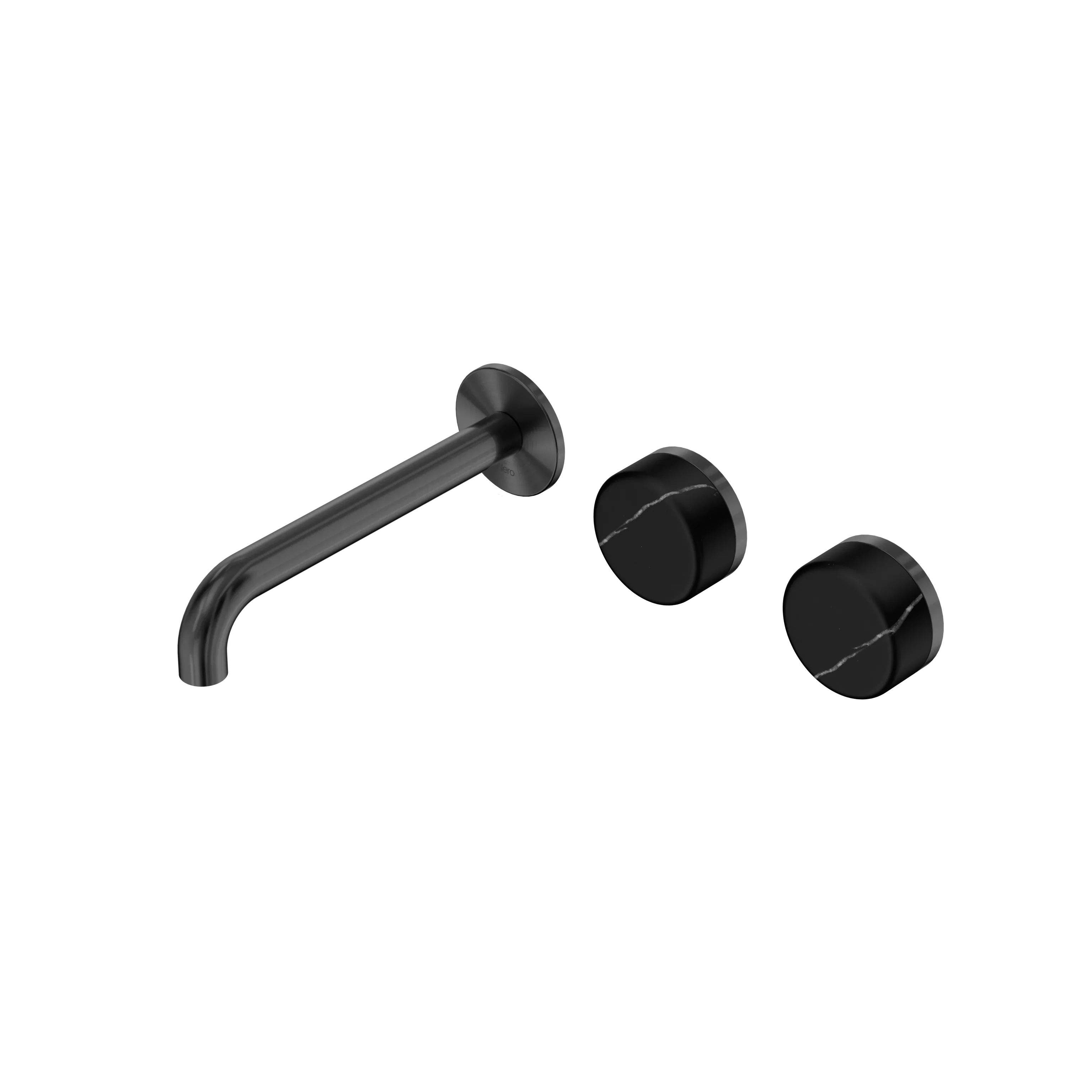 Nero Serenity Wall Basin Set 160mm Offset Spout With Marquina Black Handle