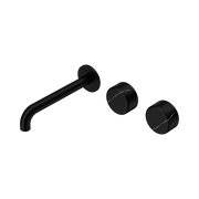 Nero Serenity Wall Basin Set 185mm Offset Spout With Marquina Black Handle, Matte Black