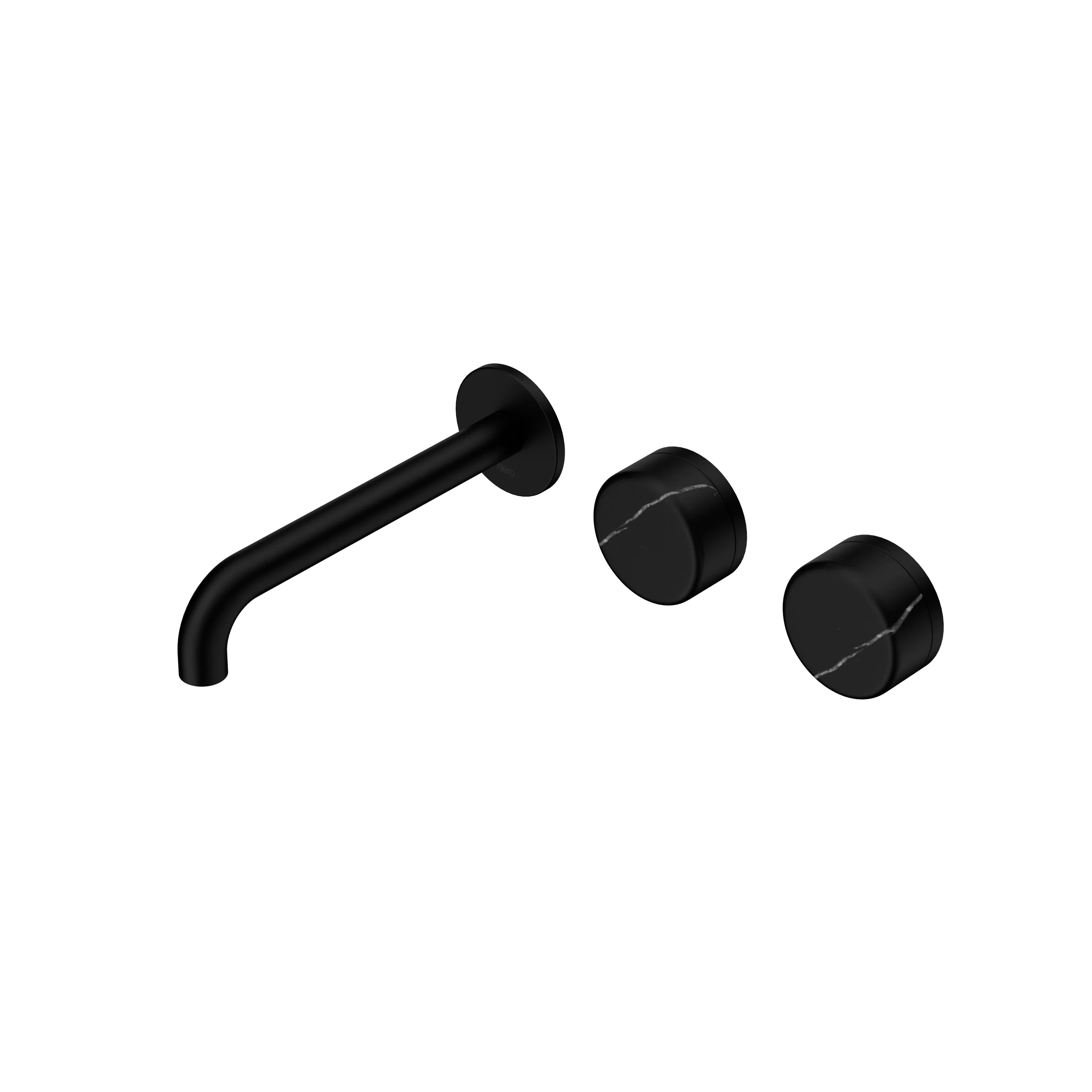 Nero Serenity Wall Basin Set 160mm Offset Spout With Marquina Black Handle