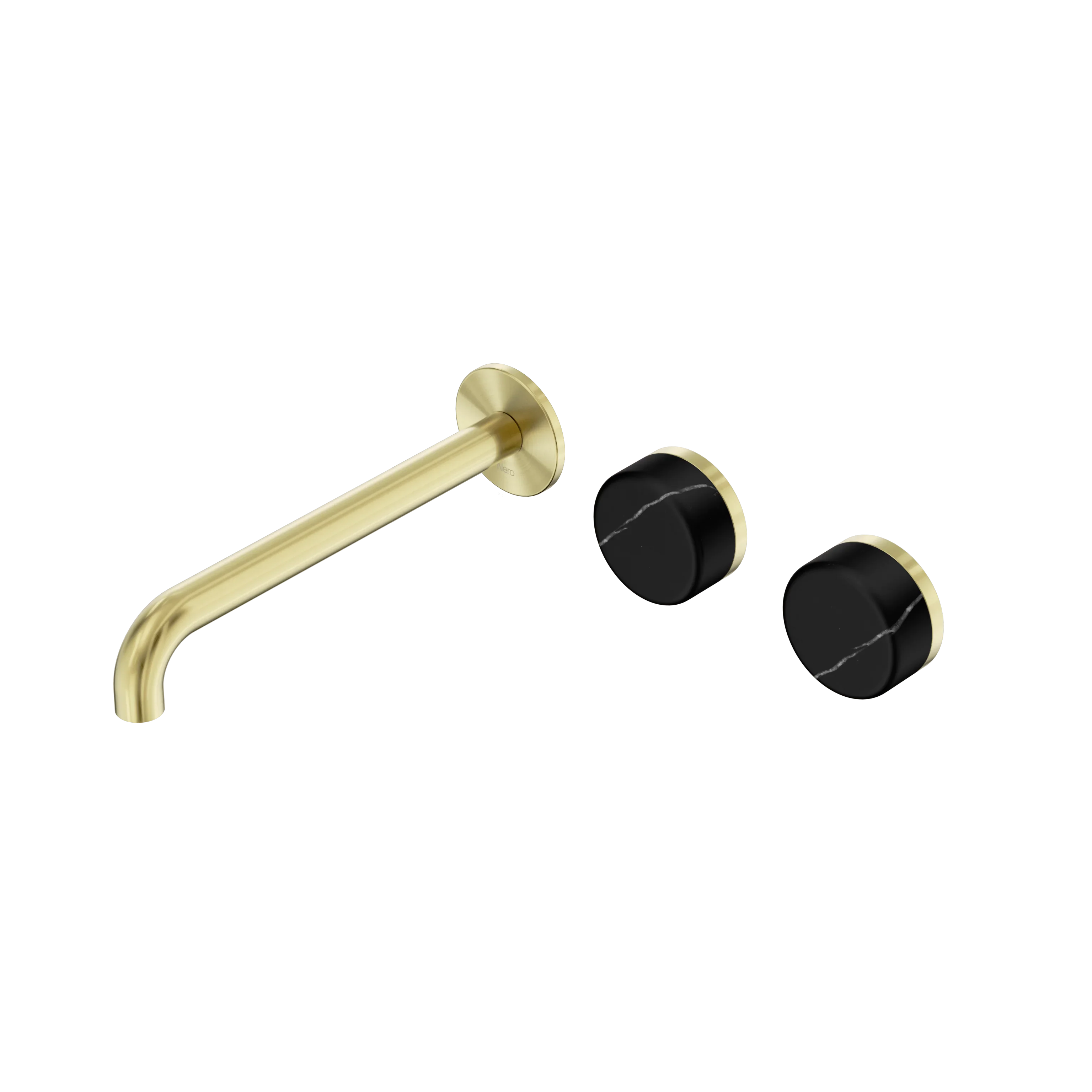 Nero Serenity Wall Basin Set 160mm Offset Spout With Marquina Black Handle