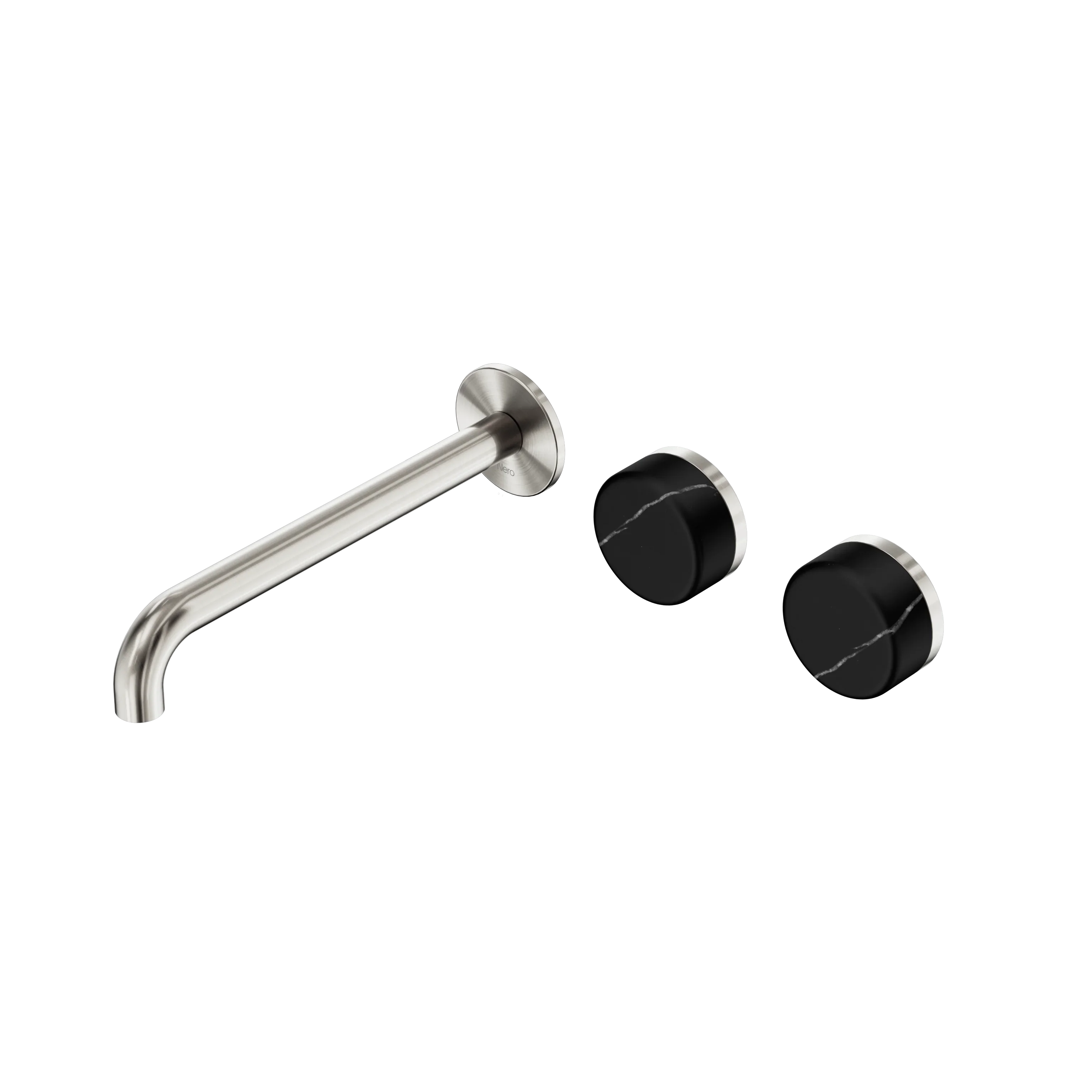 Nero Serenity Wall Basin Set 160mm Offset Spout With Marquina Black Handle