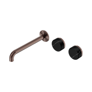 Nero Serenity Wall Basin Set 220mm Offset Spout With Marquina Black Handle, Brushed Bronze
