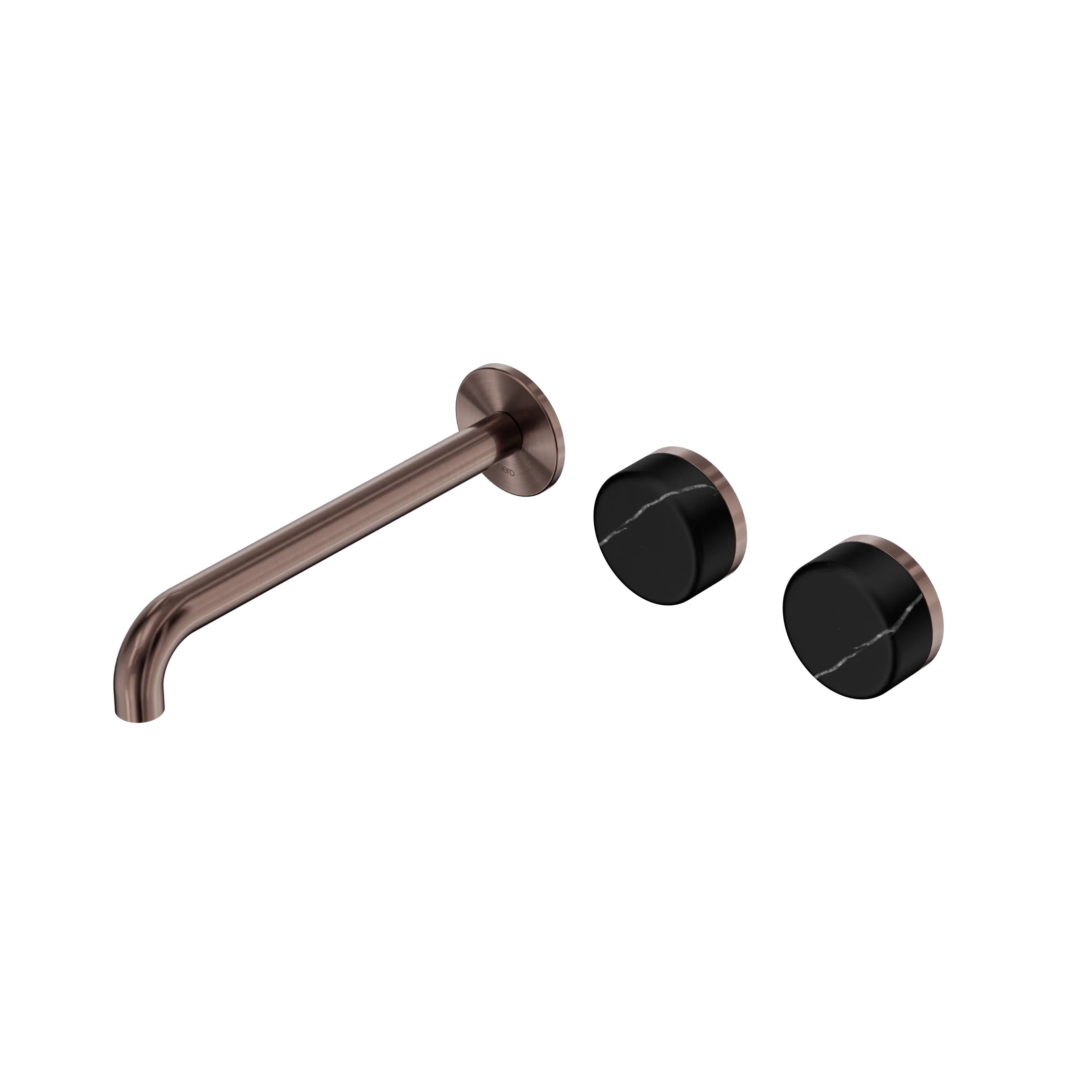 Nero Serenity Wall Basin Set 160mm Offset Spout With Marquina Black Handle