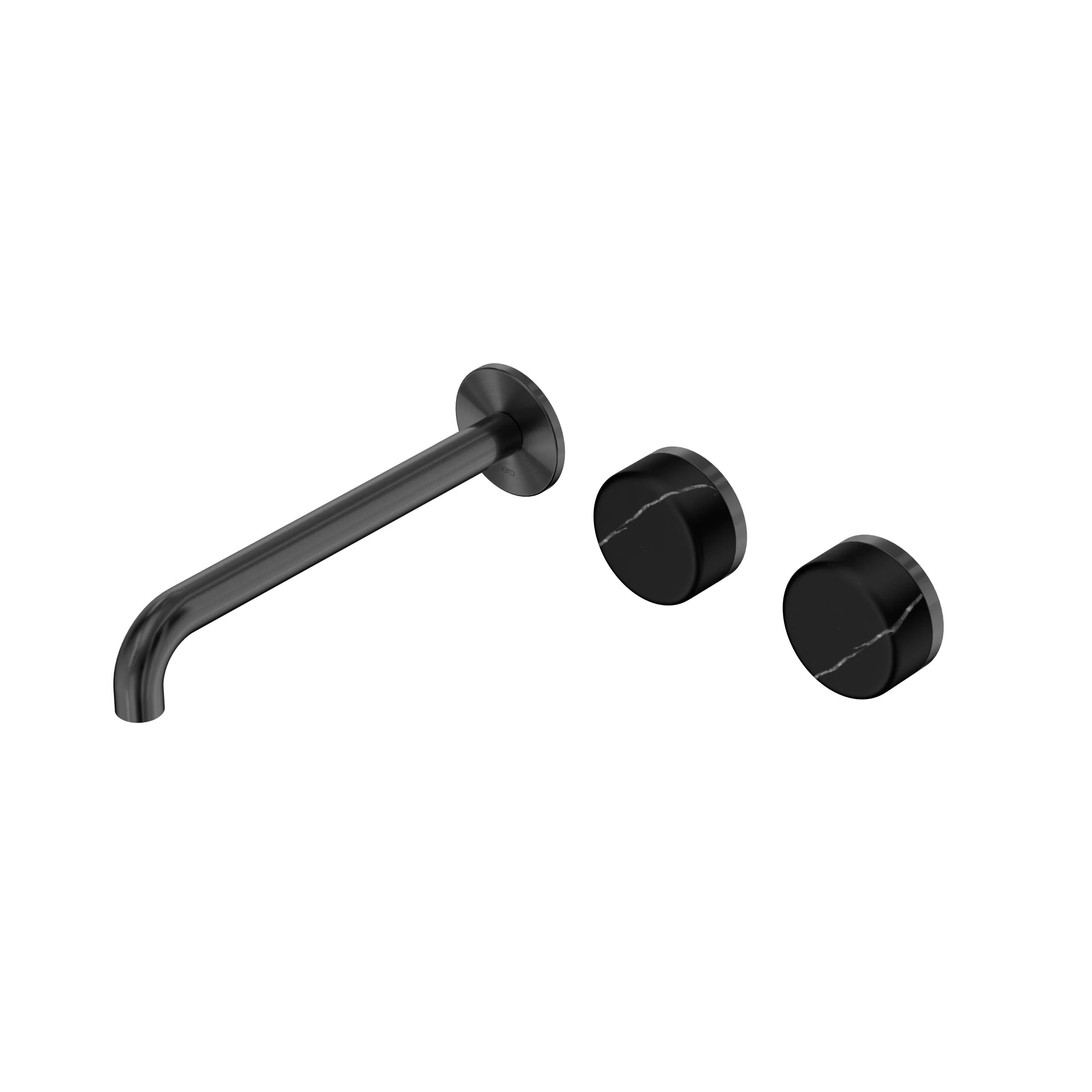 Nero Serenity Wall Basin Set 160mm Offset Spout With Marquina Black Handle