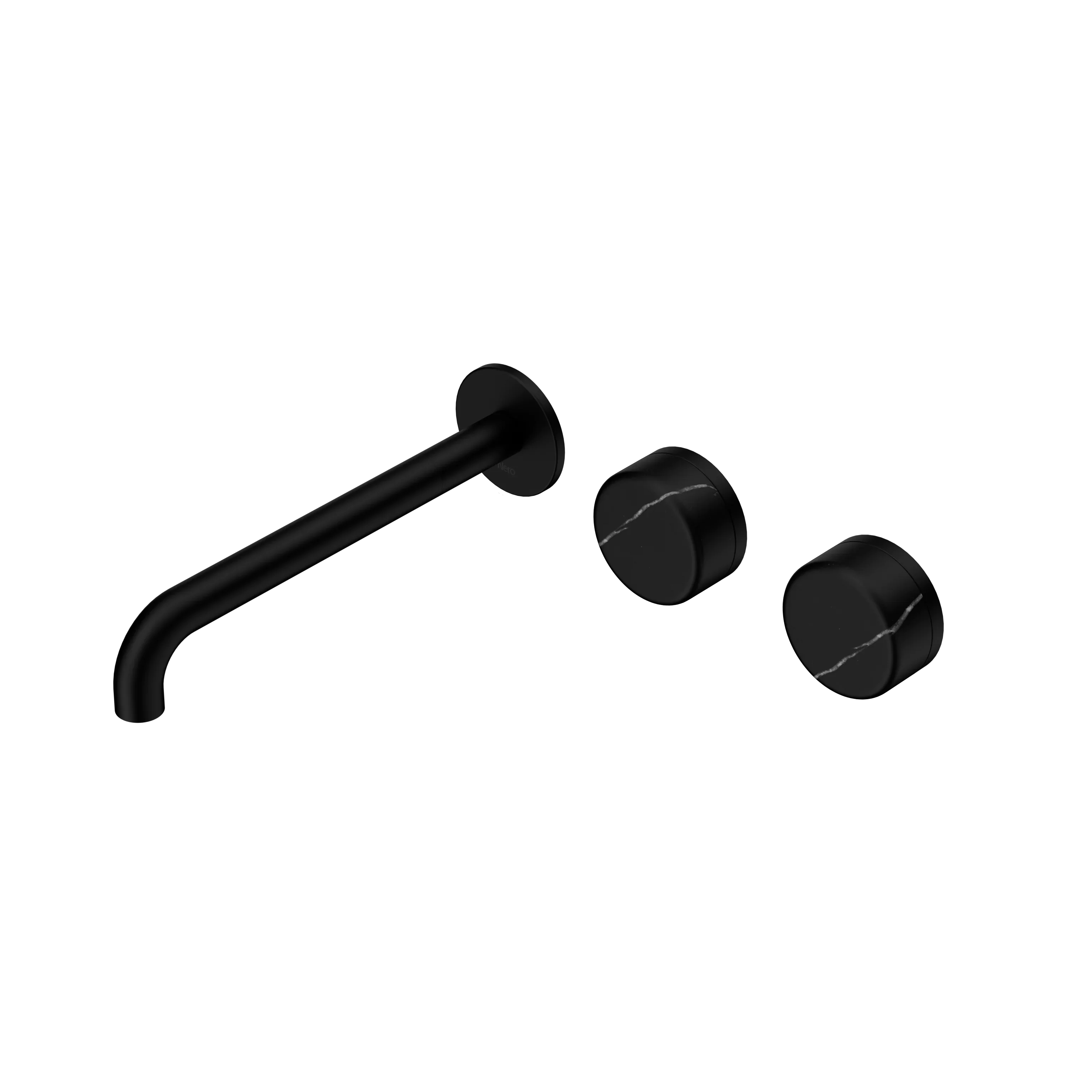 Nero Serenity Wall Basin Set 160mm Offset Spout With Marquina Black Handle