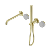 Nero Serenity Progressive Shower System With Spout With Carrara Handle And Slim Shower, Brushed Gold