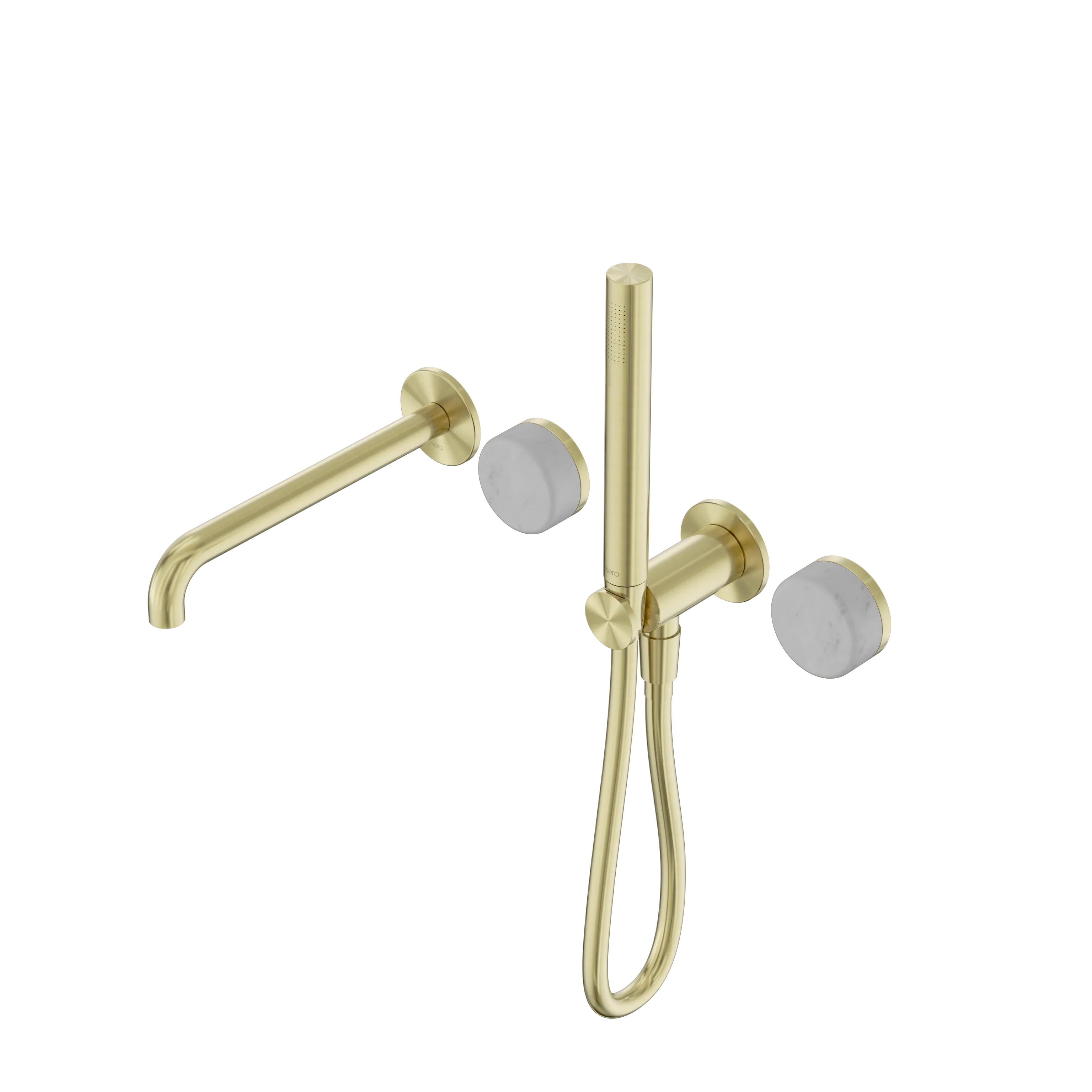 Nero Serenity Progressive Shower System With Spout With Carrara Handle And Slim Shower
