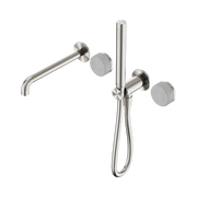 Nero Serenity Progressive Shower System With Spout With Carrara Handle And Slim Shower, Brushed Nickel