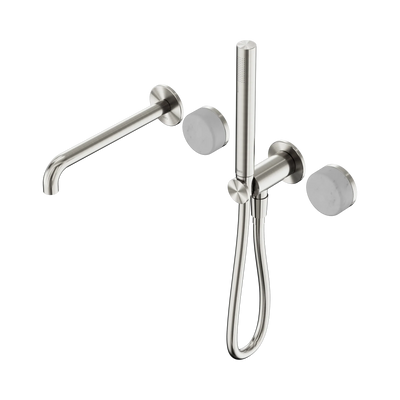 Nero Serenity Progressive Shower System With Spout With Carrara Handle And Slim Shower, Brushed Nickel