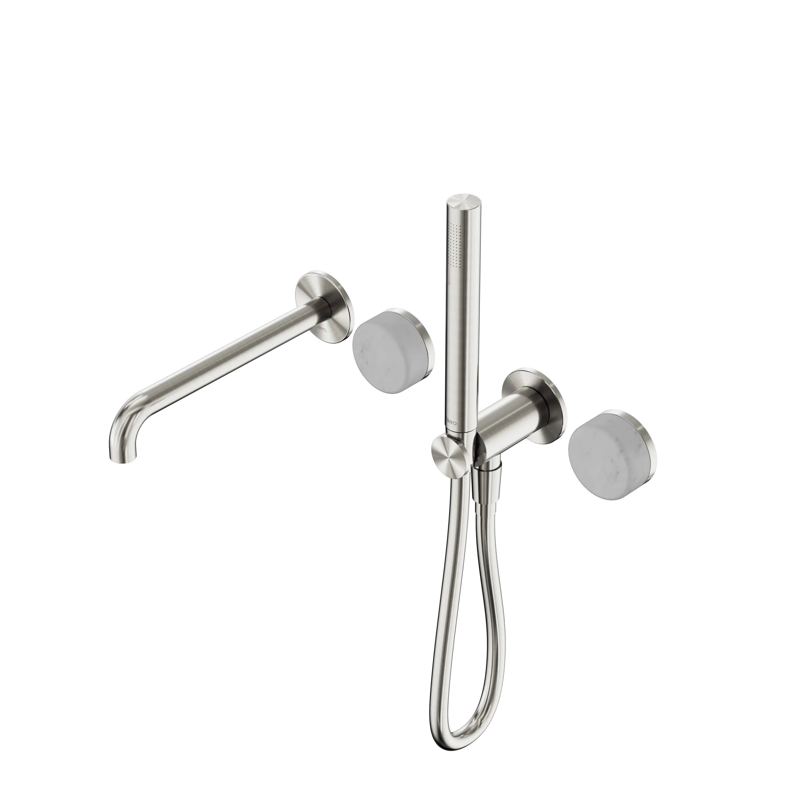 Nero Serenity Progressive Shower System With Spout With Carrara Handle And Slim Shower