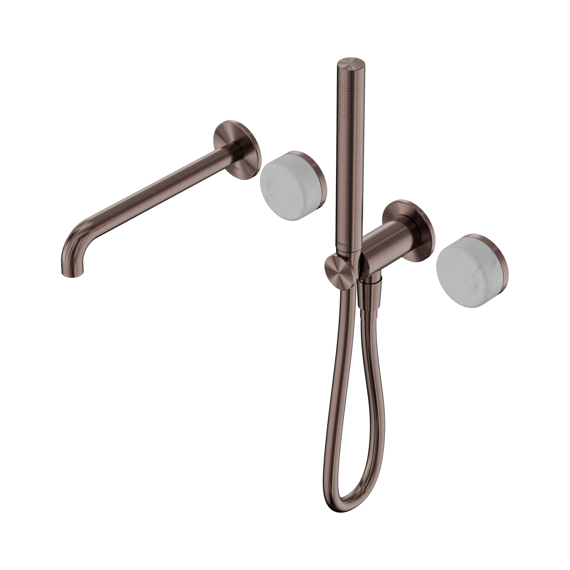 Nero Serenity Progressive Shower System With Spout With Carrara Handle And Slim Shower, Brushed Bronze