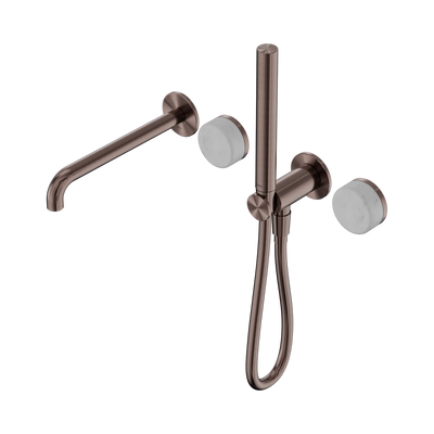 Nero Serenity Progressive Shower System With Spout With Carrara Handle And Slim Shower, Brushed Bronze