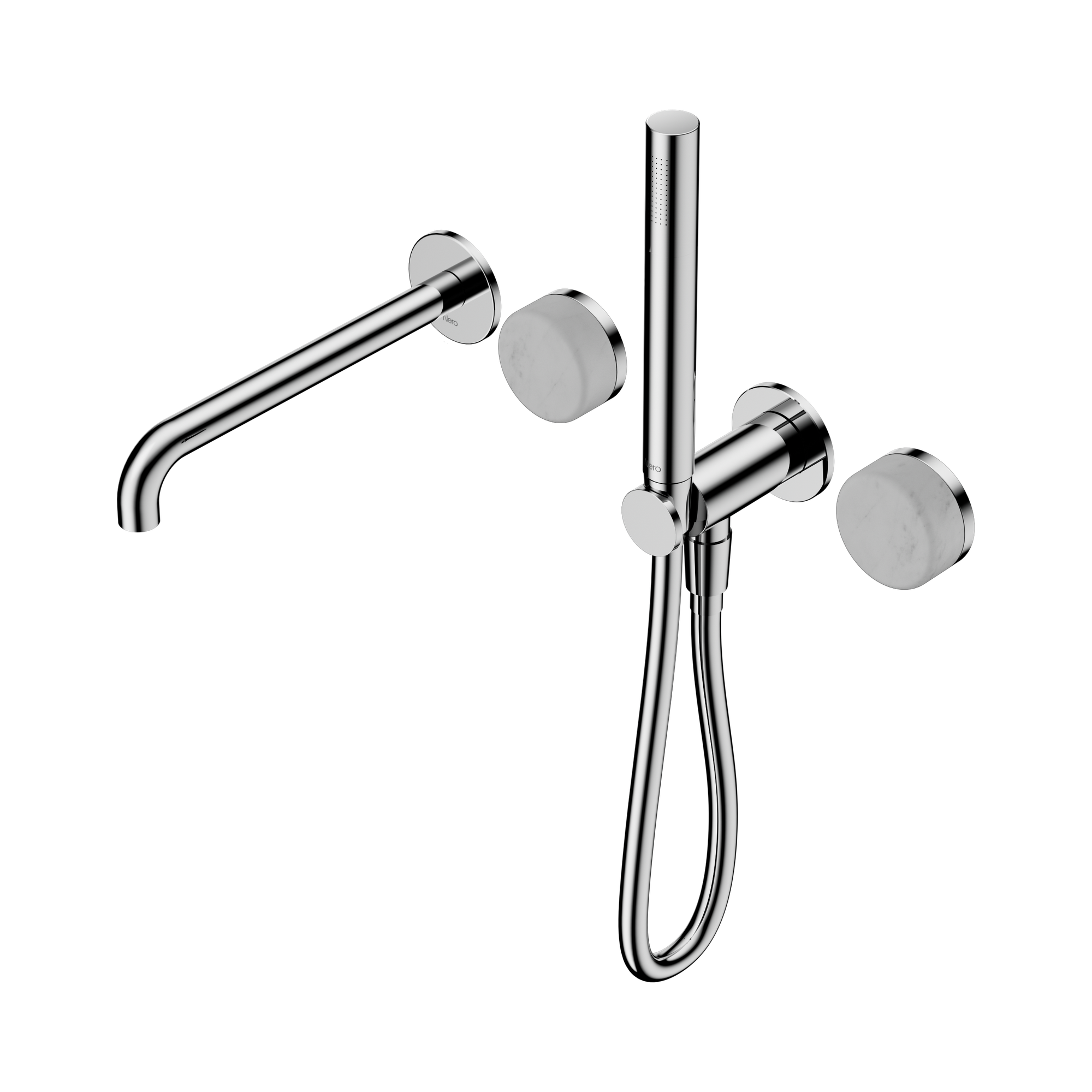 Nero Serenity Progressive Shower System With Spout With Carrara Handle And Slim Shower, Chrome