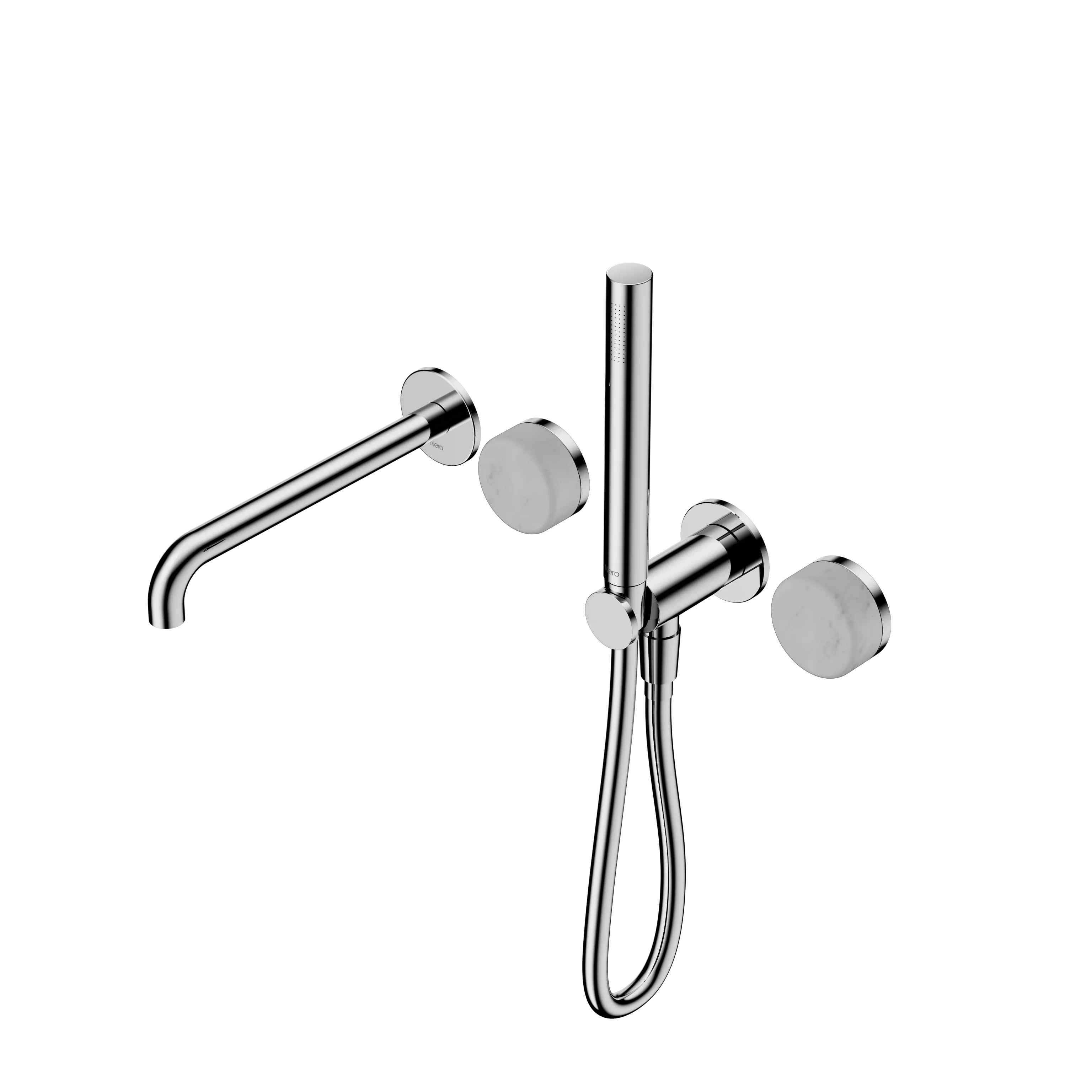 Nero Serenity Progressive Shower System With Spout With Carrara Handle And Slim Shower