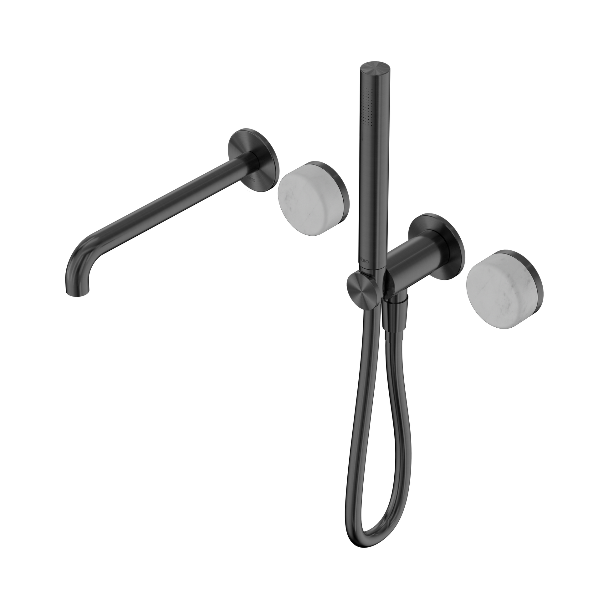 Nero Serenity Progressive Shower System With Spout With Carrara Handle And Slim Shower, Gun Metal