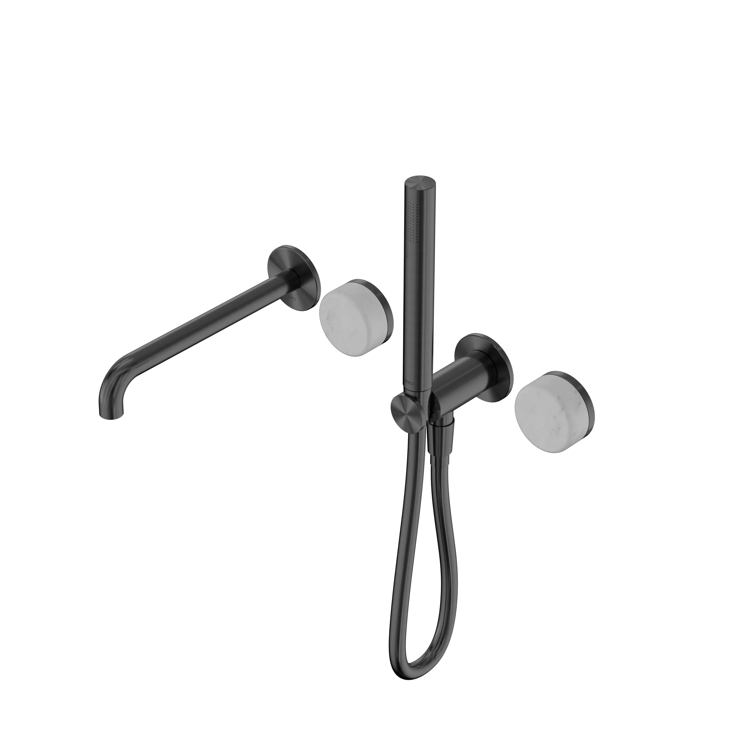 Nero Serenity Progressive Shower System With Spout With Carrara Handle And Slim Shower